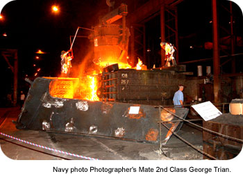 USS New York Pouring